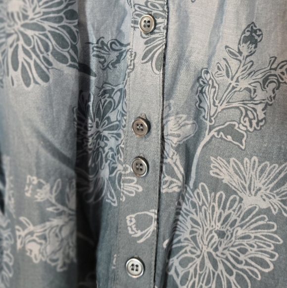 Denver Hayes XL Blouse Button Up Hawaiian Style Blue Ombre Floral  Resort Travel - Picture 6 of 14